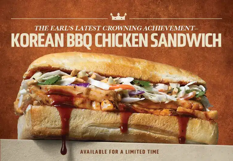 The Earl's latest crowning achievement; Korean BBQ Chicken Sandwich available for a limited time