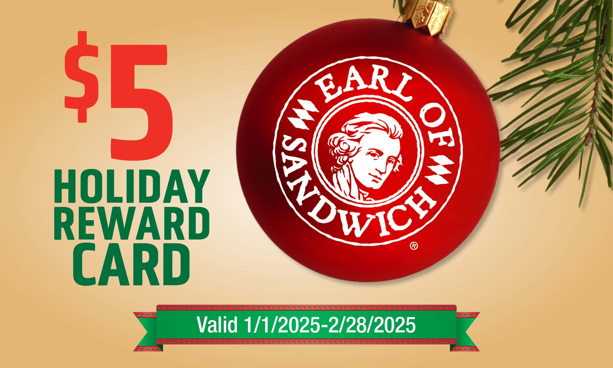 $5 Holiday Reward Card